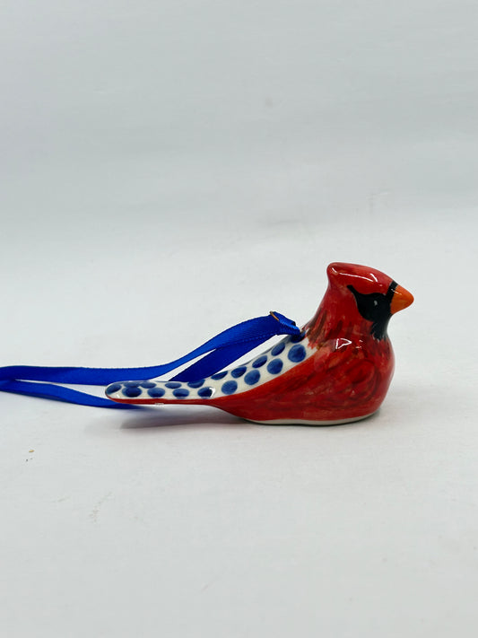 Cardinal Ornament - Blue Dot Feathers #5