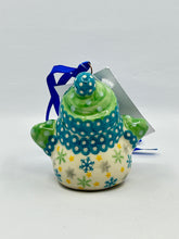 Load image into Gallery viewer, Snowman with Mittens Ornament - Teddy Bear Teal