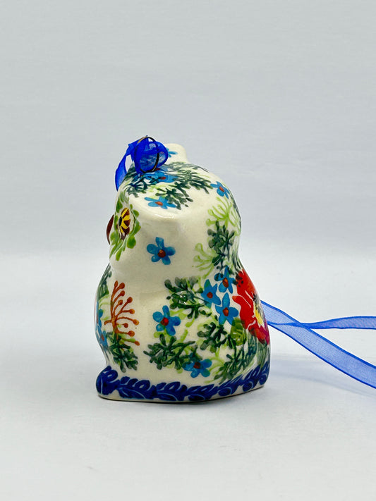 Owl Ornament - Red Blue Flower
