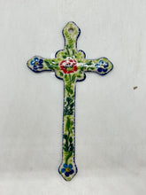 Load image into Gallery viewer, Narrow Kalich Cross - Green and Red Rose