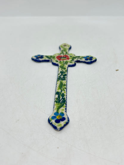 Narrow Kalich Cross - Green and Red Rose