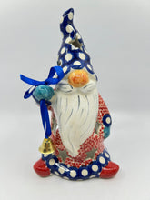 Load image into Gallery viewer, Gnome with Bell - Blue Polka Dota with Red