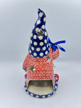 Load image into Gallery viewer, Gnome with Bell - Blue Polka Dota with Red