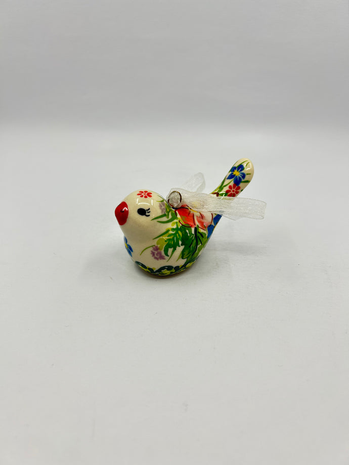 Little Hanging Bird Ornament - Green/Peach - A2