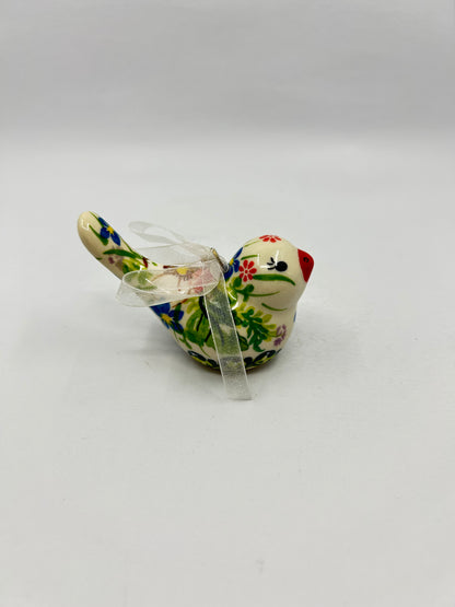 Little Hanging Bird Ornament - Green/Peach - A2