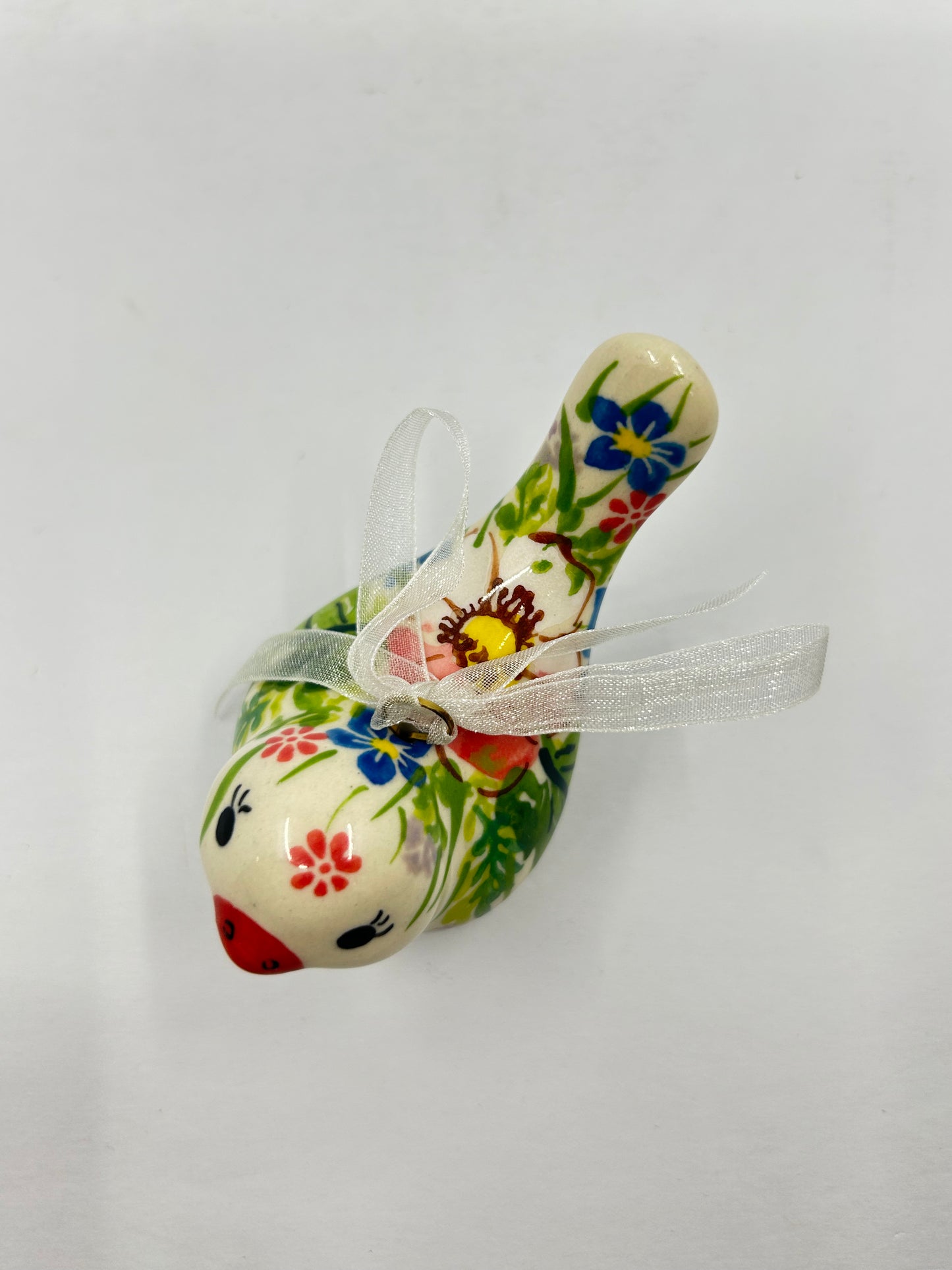 Little Hanging Bird Ornament - Green/Peach - A2