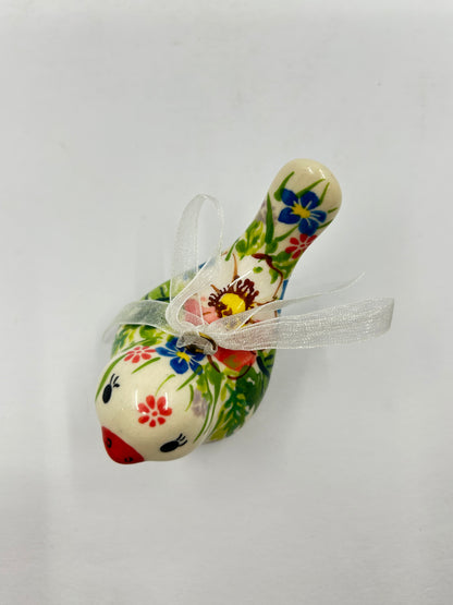 Little Hanging Bird Ornament - Green/Peach - A2