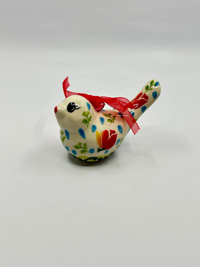 Little Hanging Bird Ornament - Red/Yellow Tulip