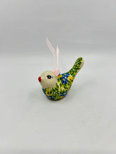 Load image into Gallery viewer, Little Hanging Bird Ornament - Blue/Yellow