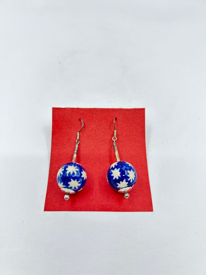 Dangling Firecracker Polish Pottery Earrings