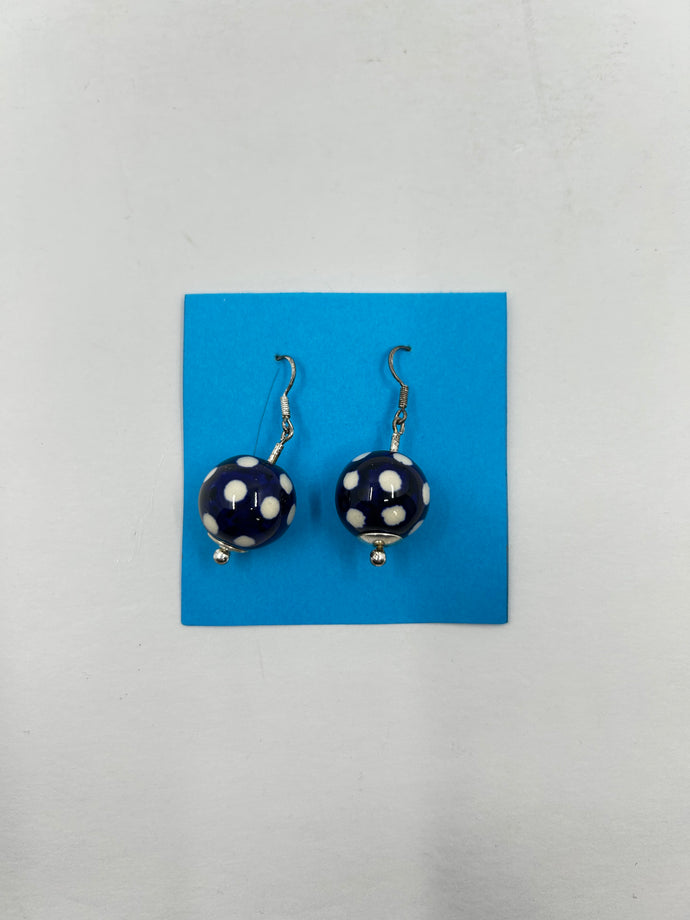 Dangling Polka Dot Polish Pottery Earrings