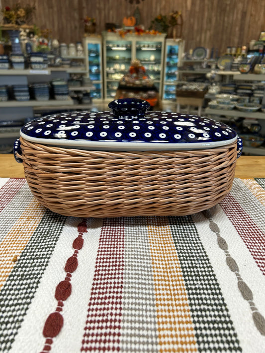 Preorder $50 DEPOSIT for 2027 Wicker Basket with Polish Pottery lid