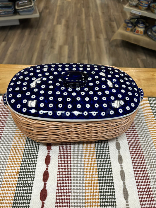 Preorder $50 DEPOSIT for 2027 Wicker Basket with Polish Pottery lid