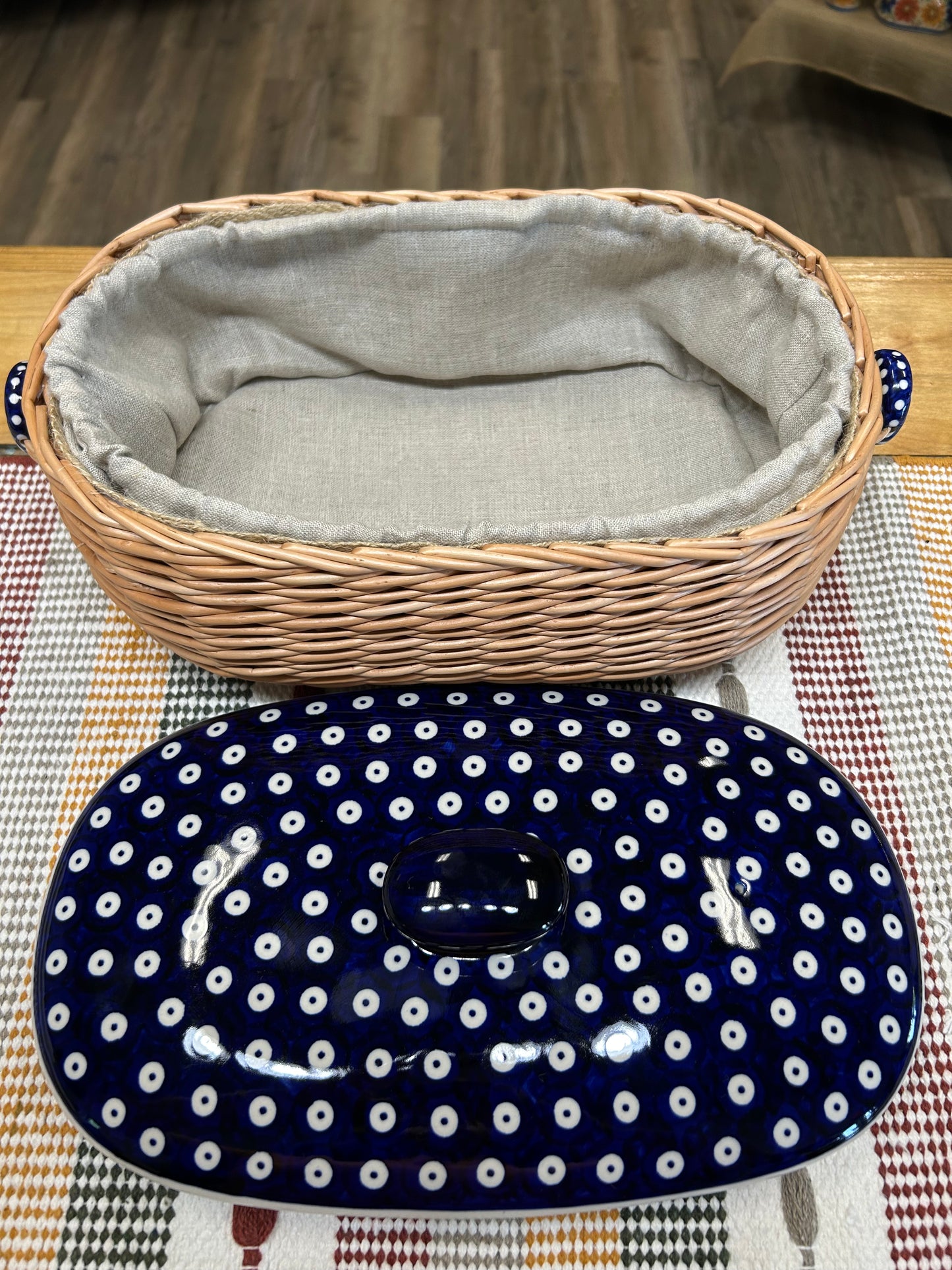 Preorder $50 DEPOSIT for 2027 Wicker Basket with Polish Pottery lid