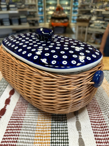 Preorder $50 DEPOSIT for 2027 Wicker Basket with Polish Pottery lid