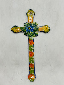 Narrow Kalich Cross - Yellow & Blue Roses
