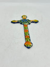 Load image into Gallery viewer, Narrow Kalich Cross - Yellow &amp; Blue Roses