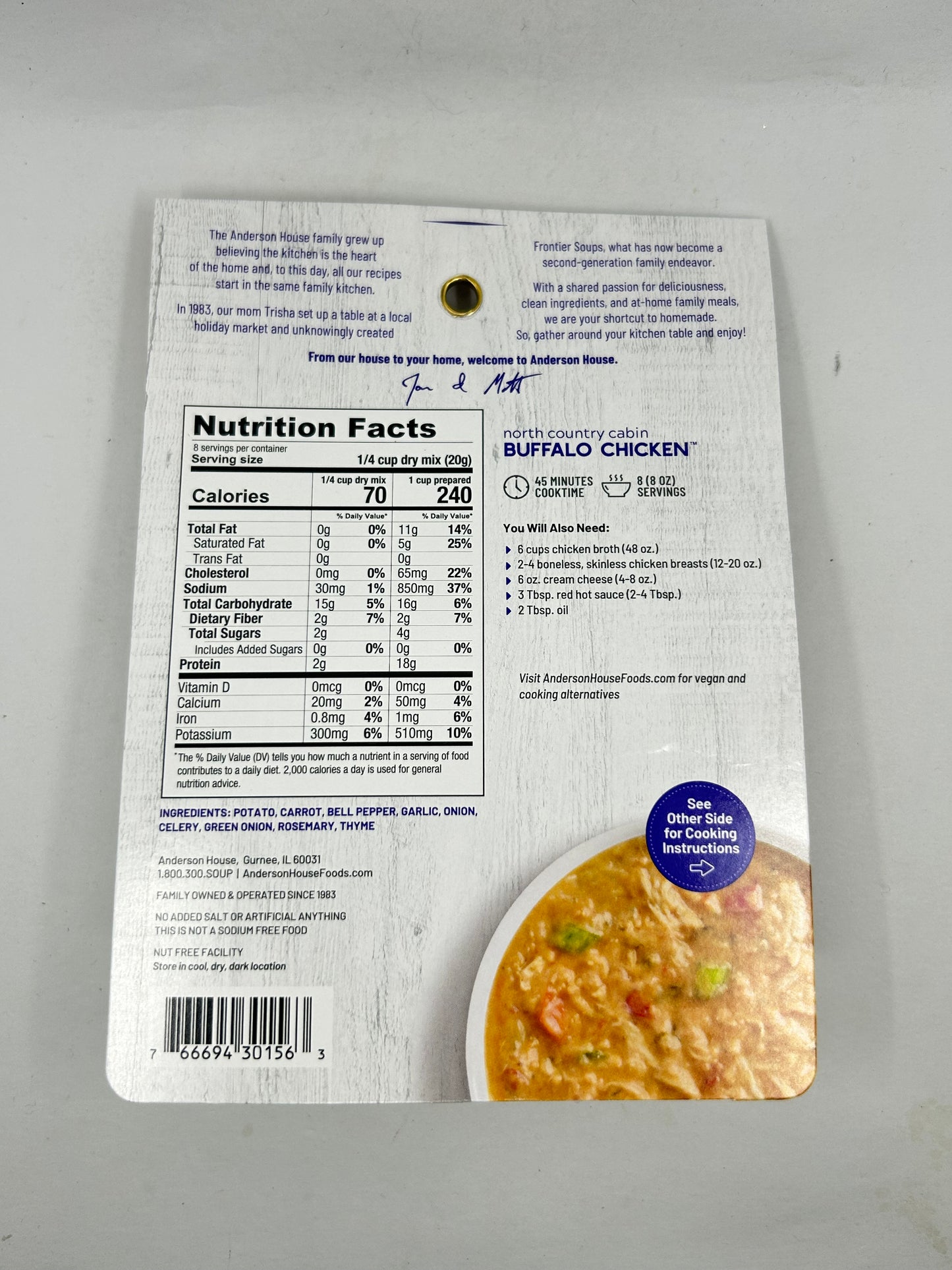 North Country Cabin Buffalo Chicken Soup