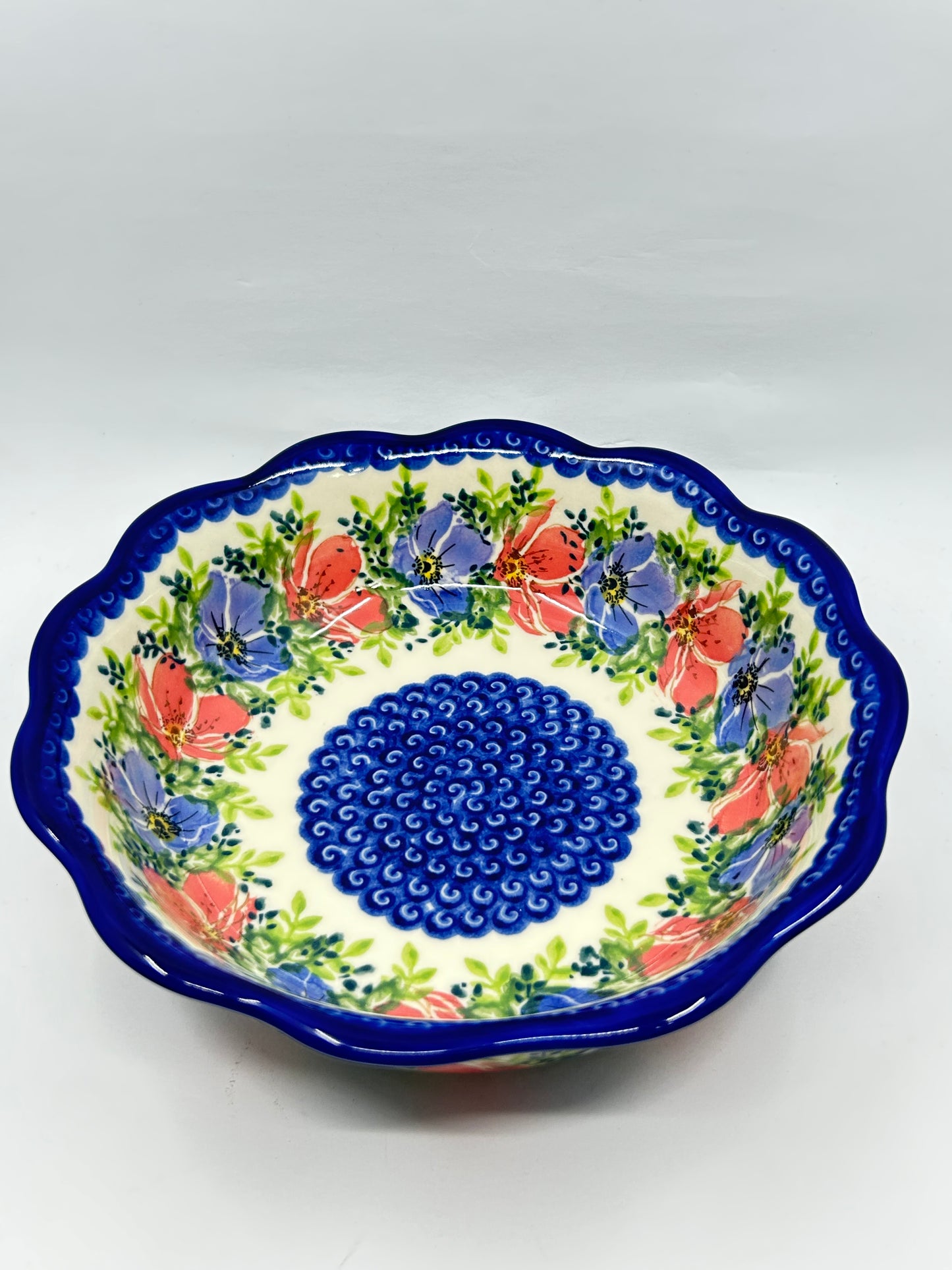 Scalloped Serving Bowl - Spring Floral - A