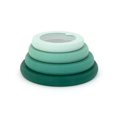 Gradual Green Flexible Silicone and Glass Bowl Lid Set of 4