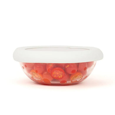 Soft White Medium Flexible Silicone and Glass Bowl Lid
