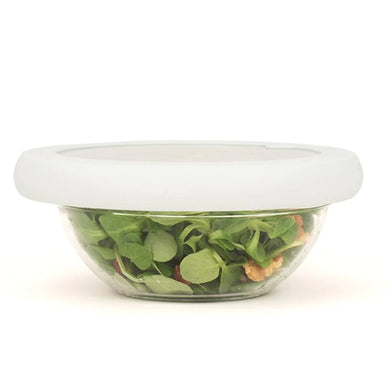 Soft White Large Flexible Silicone and Glass Bowl Lid