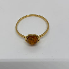 Load image into Gallery viewer, Gold Amber Round Ring with Gold over Sterling Silver
