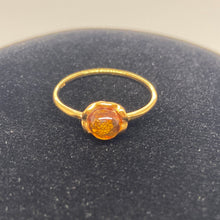 Load image into Gallery viewer, Gold Amber Round Ring with Gold over Sterling Silver