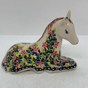 Sitting Horse - Red & Green Flowers