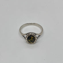 Load image into Gallery viewer, Oval Green Amber Ring with Sterling Silver