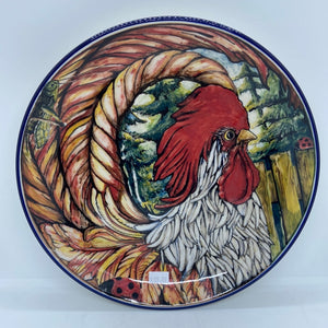 Final sale Limited Edition Large Plate With Rooster Feather