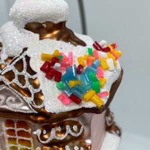 Gingerbread House Polish Hand Blown Glass Ornament