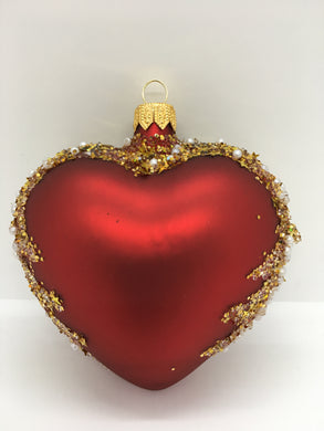 Glittery Heart Glass Ornament