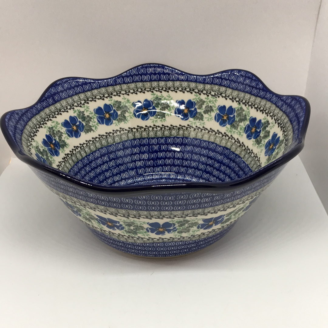 693 ~ Bowl ~ Wavy Edge ~ Large ~ 12" ~ Morning Glory