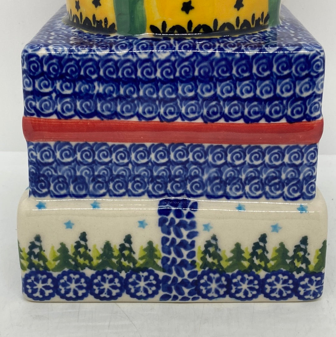 Pottery Misfit Santa Cannister with Trees