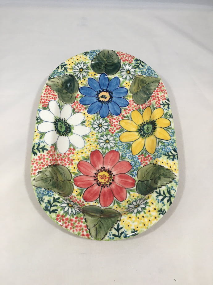 9028 Malwa Small Oblong Plate Daisy