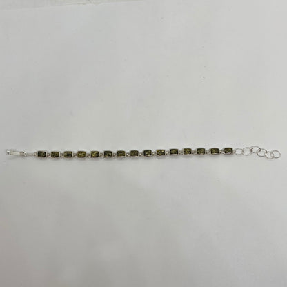 Green Amber Bracelet with Sterling Silver