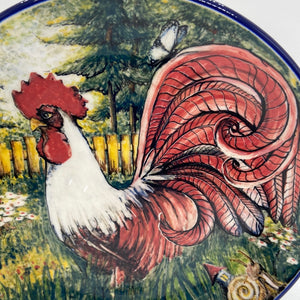 Limited Edition Large Plate With Rooster w/ Butterfly