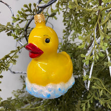 Load image into Gallery viewer, Rubber Duck Polish Hand Blown Glass Ornament