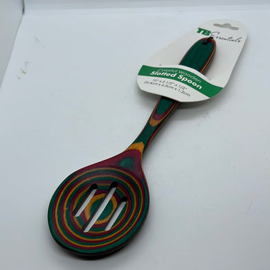 TB Essentials Colorful Wooden Slotted Spoon