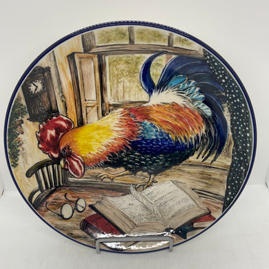 Limited Edition Large Plate With Rooster Reading