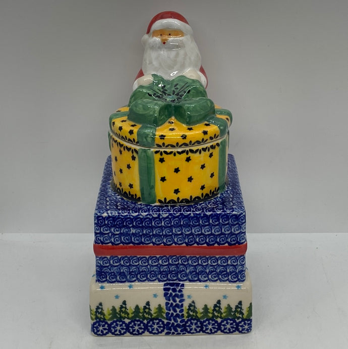 Second Quality Santa Canister with Trees