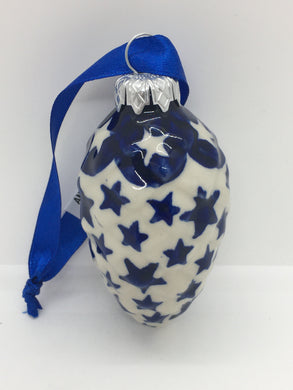 A316 Pinecone Ornament Blue Stars