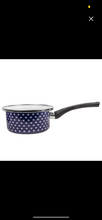 Load image into Gallery viewer, 1.1 qt Blue Polka Dot Enamelware Saucepan-Pot only