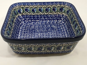 Baker ~ Square Deep Dish ~ 7.75 inch ~ Peacock Feather