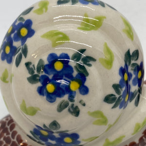 Tan Small Snail - Traditional Blue Flowers