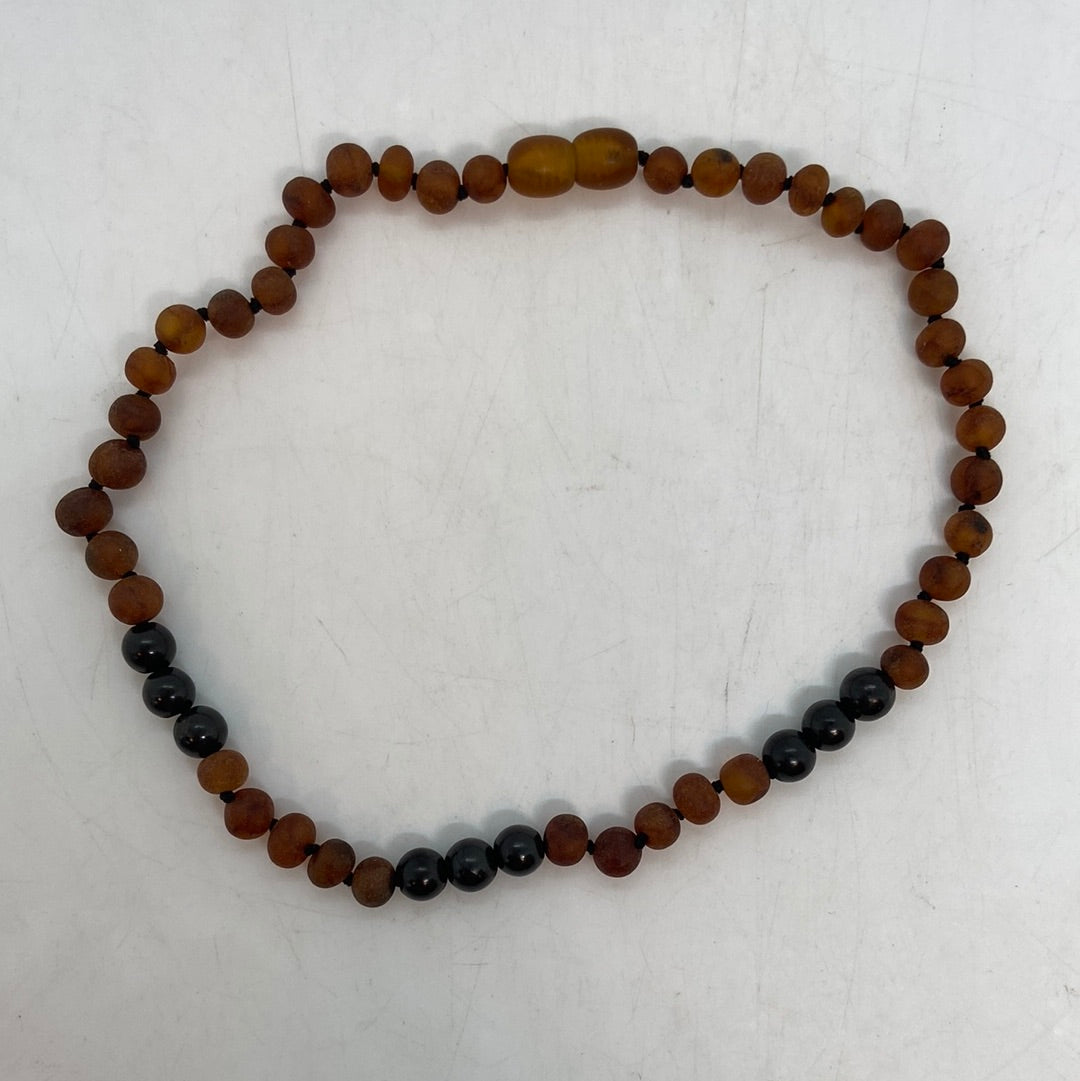 Baby - Raw Amber + Shungite - Necklace