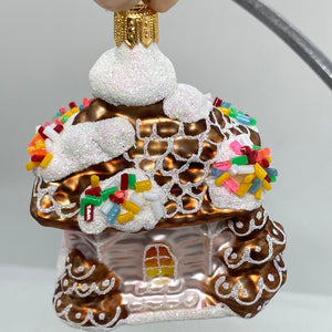 Gingerbread House Polish Hand Blown Glass Ornament