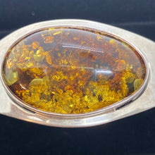 Load image into Gallery viewer, Large Sterling Silver Bracelet with Large Brown Amber