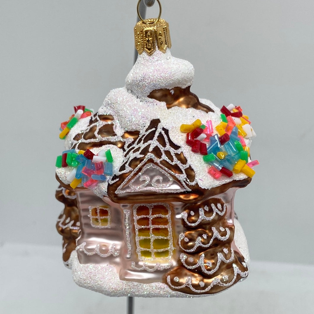 Gingerbread House Polish Hand Blown Glass Ornament